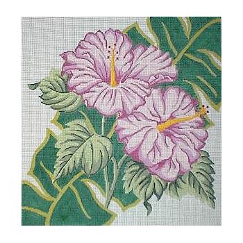 #153 Hibiscus on Banana Leaf Image